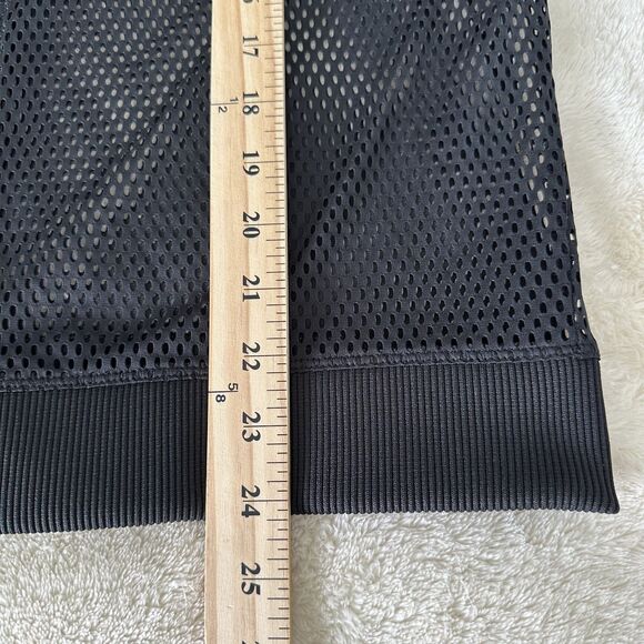 Black Mesh Long Sleeve Athletic Top Black Zip Up Medium (No Size Tag) Streetwear - Picture 6 of 7